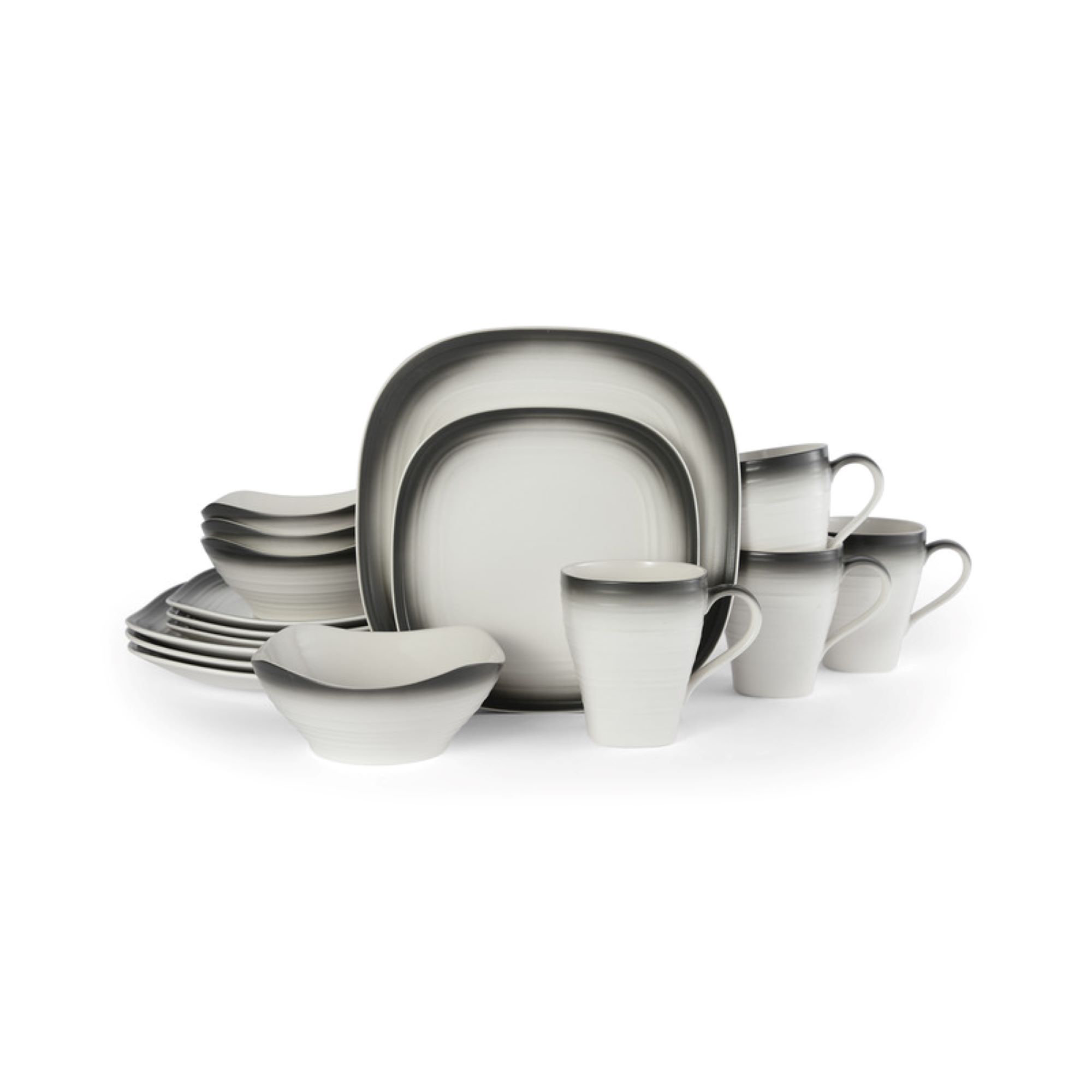Mikasa Swirl Square 16 Piece Dinnerware Set, Service for