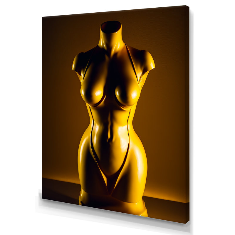 Mannequin de robe d'or élégant II - reproduction sur toile, H 44 po x l 34 po x P 1,5 po, Toile tendue