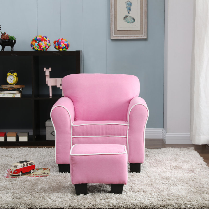 Fauteuil pour enfant avec repose-pieds Aalborg, Rose