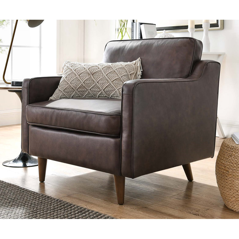 Fauteuil en cuir véritable Impart, Cuir véritable brun