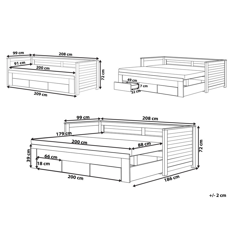 Ambrosino Solid Wood Daybed with Trundle, Brown