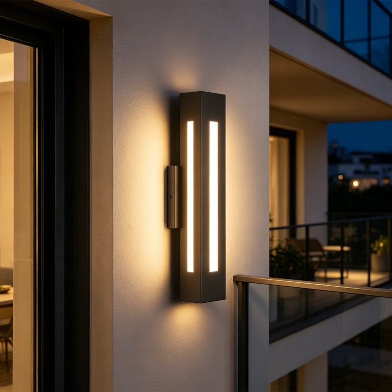 Modern Black Rectangular Linear LED Outdoor Wall Light