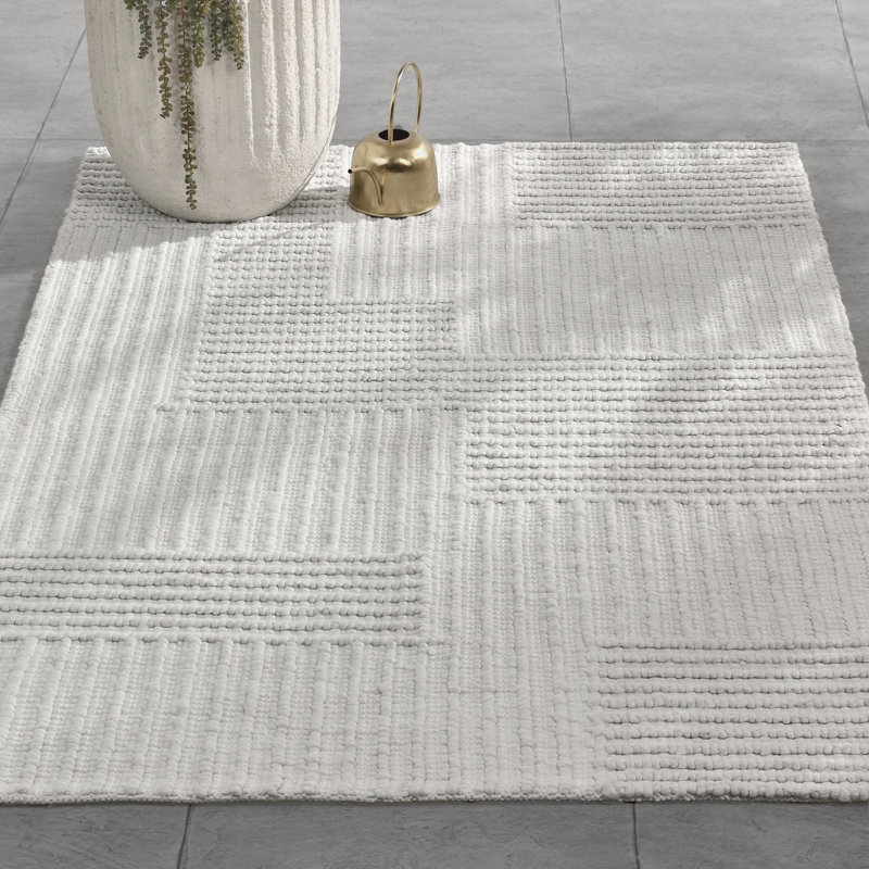 Clayton Patchwork Area Rug in Ivory, Rectangle 8' x 10'
