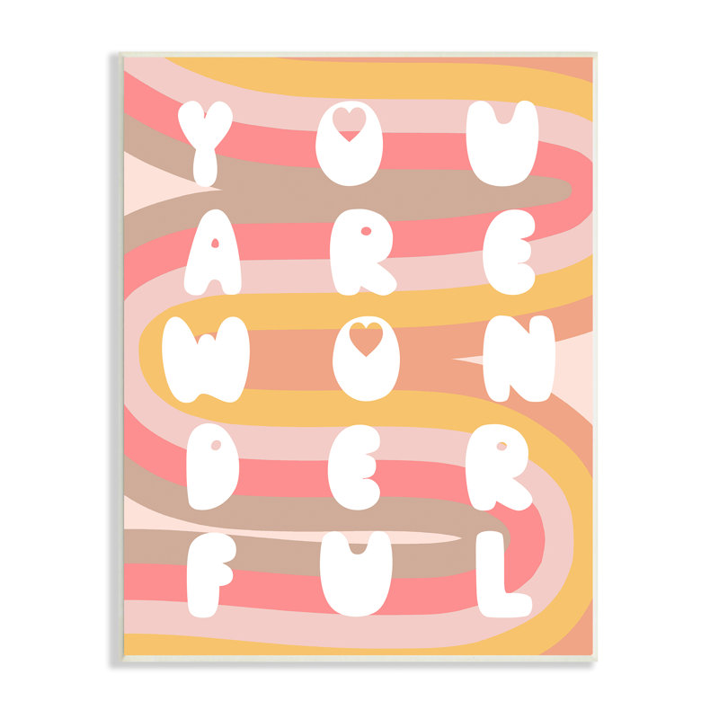 «You Are Wonderful Expression», motif arc-en-ciel rétro pour enfants, art numérique sur estampe numérique par Daphne Polselli