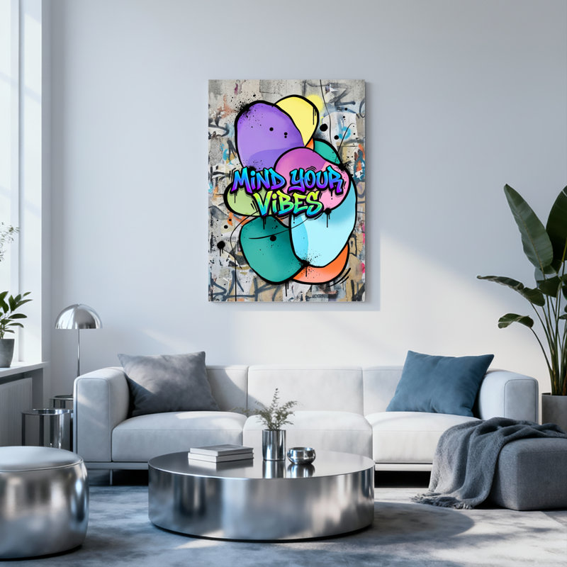 «Mind Your Vibes», ensemble de 1 reproduction d'art sur toile tendue, H 40 po x l 28 po