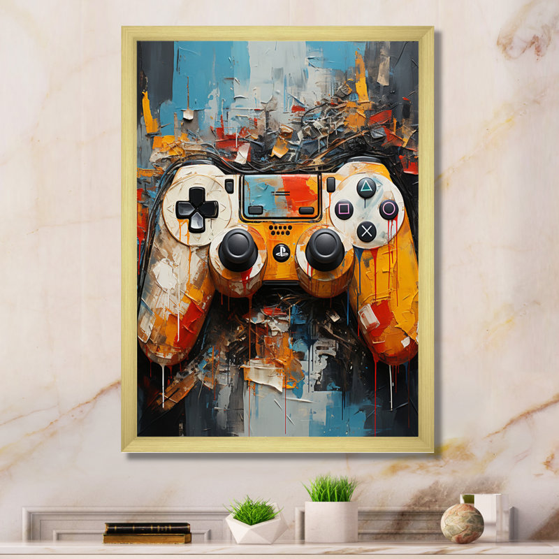 Coloré jeu vidéo Delight II - jeux vidéo sur toile, art mural, H 40 po x l 30 po x P 1,5 po, Cadre doré à une seule photo