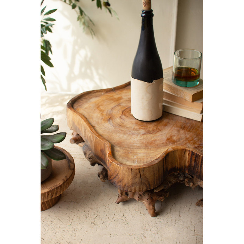  Plateau de décoration en bois de mûrier - 6,5 po de hauteur