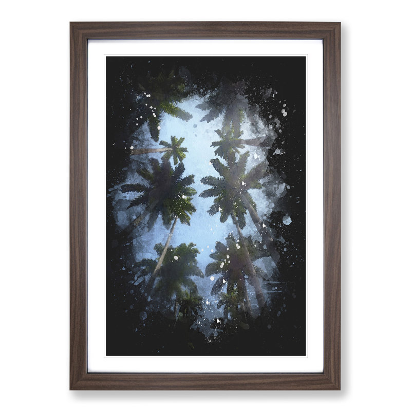 Palm Trees Vol.1 - Picture Frame Painting, 90cm H x 65cm W x 2cm D, Walnut Framed