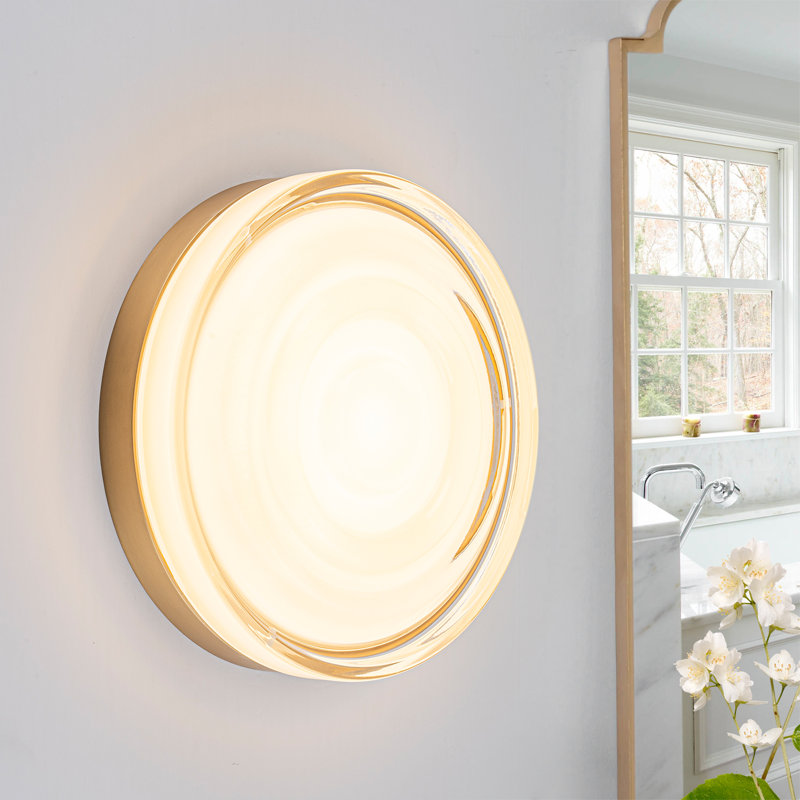 LED Dimple Flush Mounted Sconce, Dimmable Glass Vanity Light