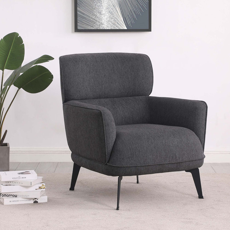 Fauteuil d'appoint rembourré de style transitionnel moderne 1Pc, Noir/gris