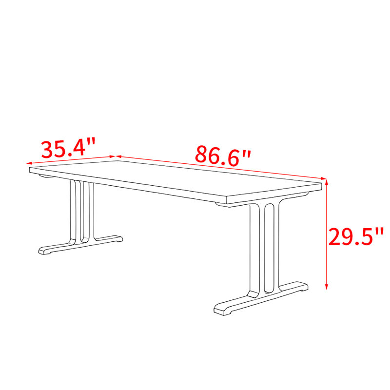 Simple light luxury solid wood table, 29.5”H x 86.6”L x 35.4”W