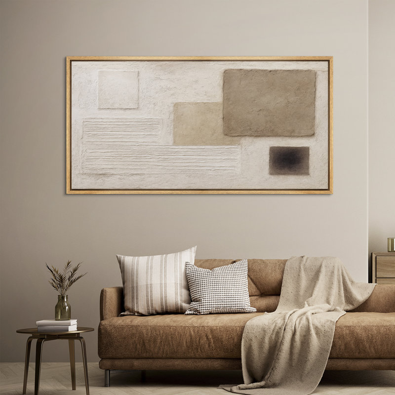«Minimal Neutral Relief Forms», décoration murale géométrique encadrée, reproduction d'art sur toile, H 30 po x l 60 po