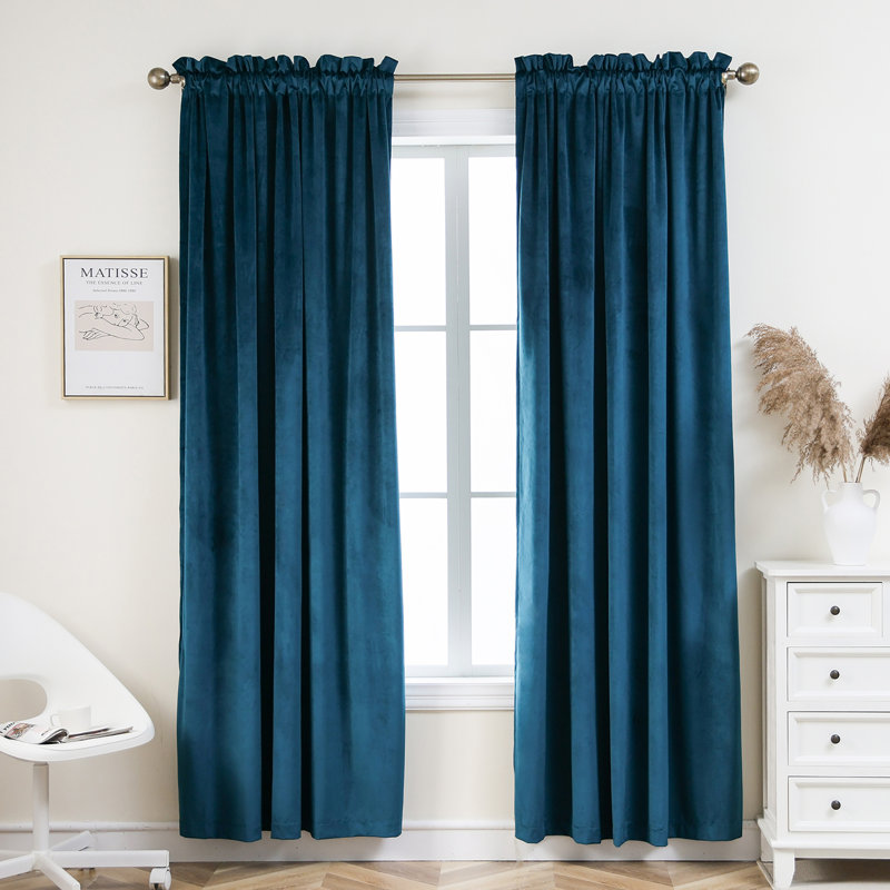 Florane Blackout Curtain Pair, 52" W x 95" L, Teal