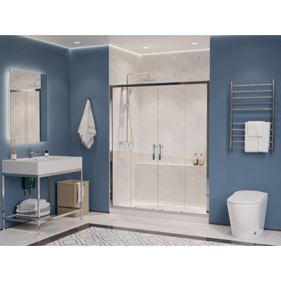 60'' - W x 70'' H Double Added Door Framed Shower Door with