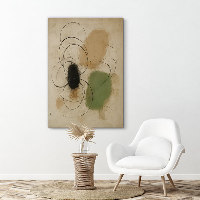 Reproduction d'art sur toile encadrée - œuvre d'art abstraite, décor moderne neutre pour le salon, H 48 po x l 32 po