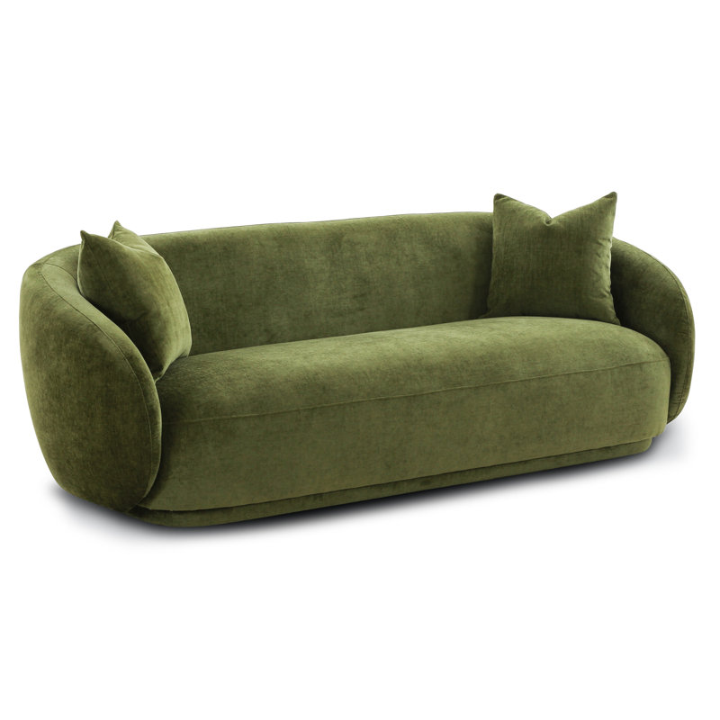 Poole 86" Fabric Sofa in Distressed Green Velvet, Distressed Green Velvet