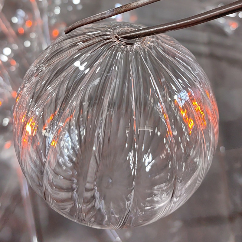 Lustre 6 lumières en verre artistique de conception moderne 28 pouces