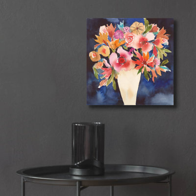  'Floral Beauty 5 Cream Vase' by Cheryl Warrick Acrylic Glass Wall Art, 12" x 12"
