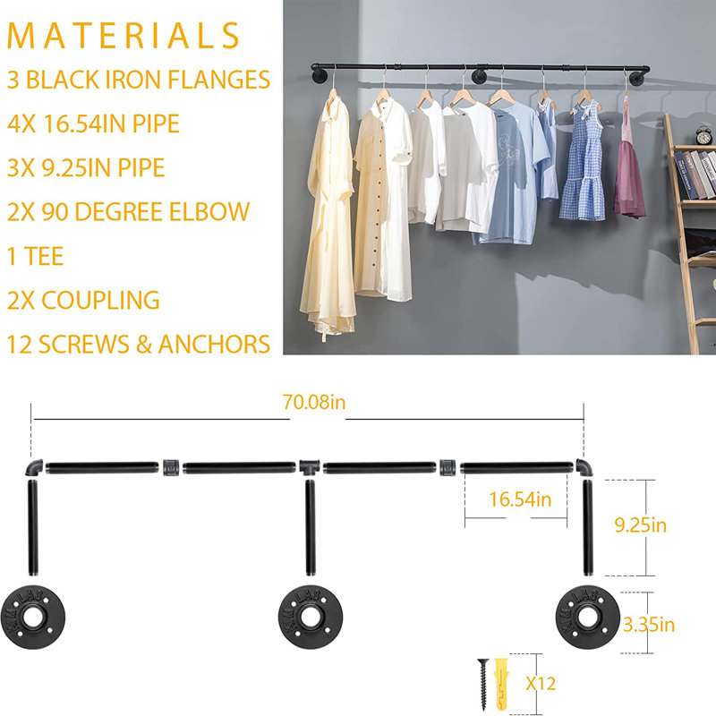 Haber 70'' Metal Clothing Rack