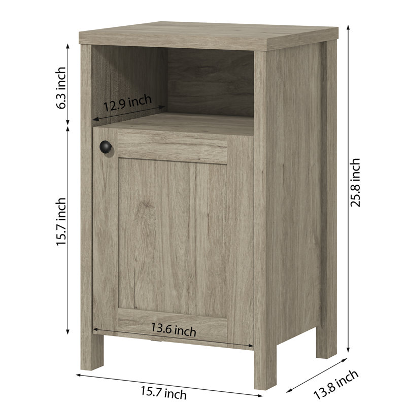 White Nightstands Set of 2, Modern Bedside Table, Sofa End Table with Storage Shelf, Gray Oak