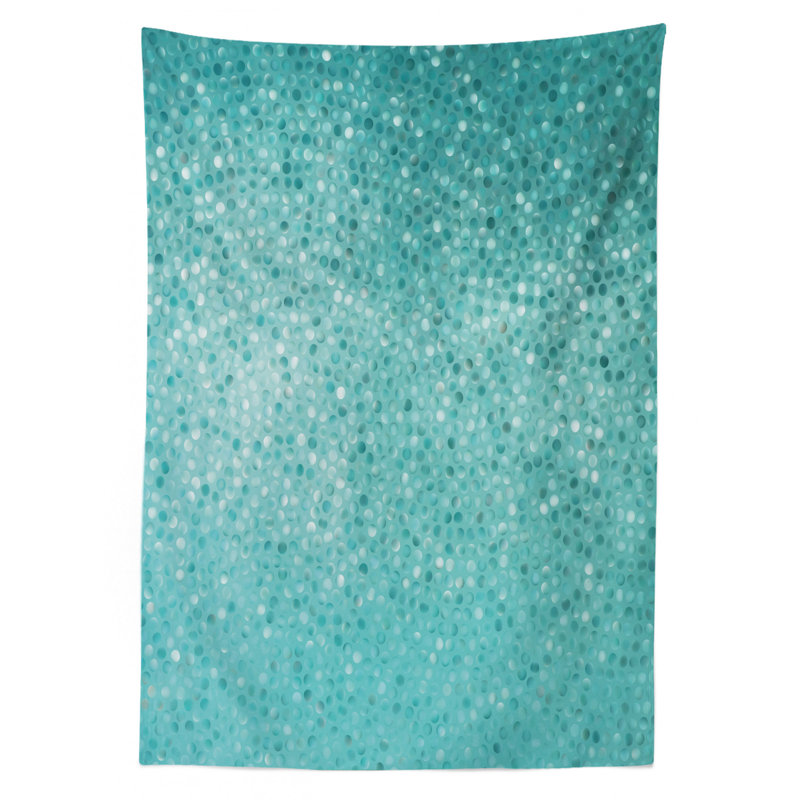 Turquoise Tablecloth, Small Dot Tiles Shape Simple Classical Creative Design, Rectangular Table Cover For Dining Room Kitchen Decor, 60" X 90", Turquoise Seafoam