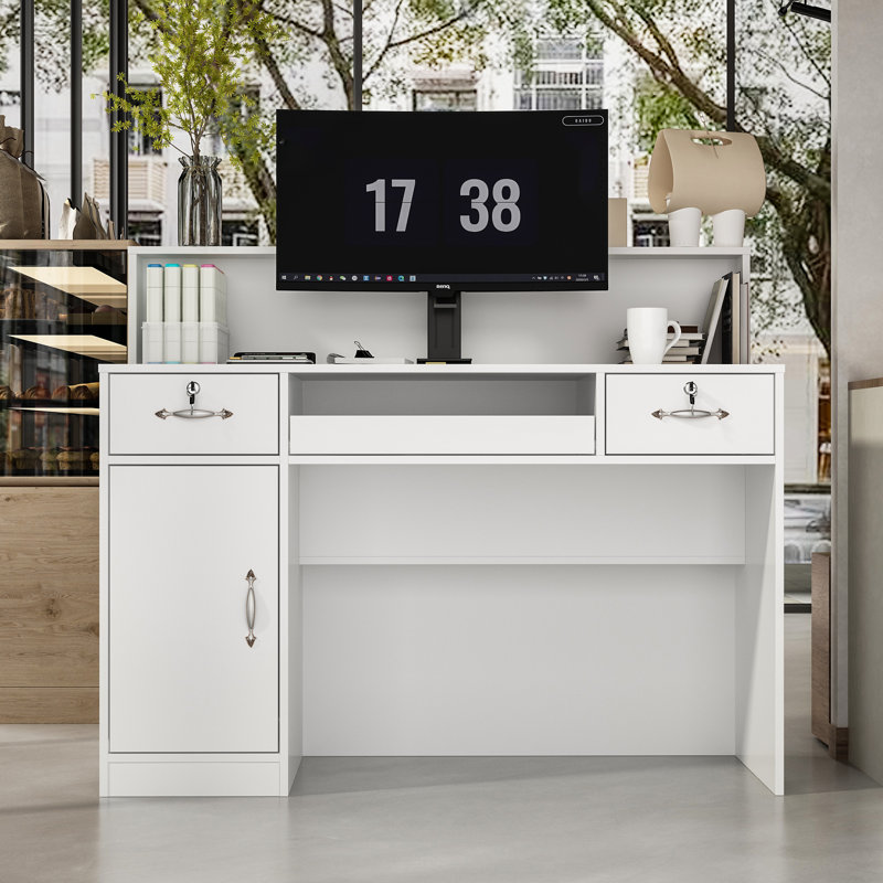 Rectangle Wood Reception Desk with Filing Cabinet