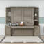 Grand lit escamotable en bois avec bureau intégré, tiroirs et tablettes de rangement-75540823