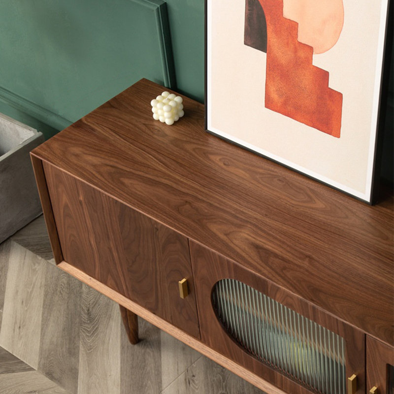 Meuble télé en bois massif de noyer noir, 78.74"