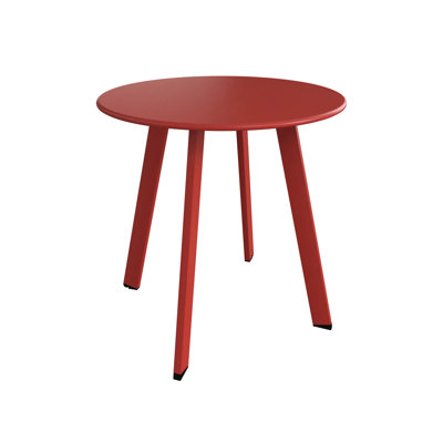 Table de bout ronde 18 po avec pieds carrés - Table d'appoint en acier thermolaqué, résistante aux intempéries, capacité de 50 lb pour le patio, la terrasse ou le salon