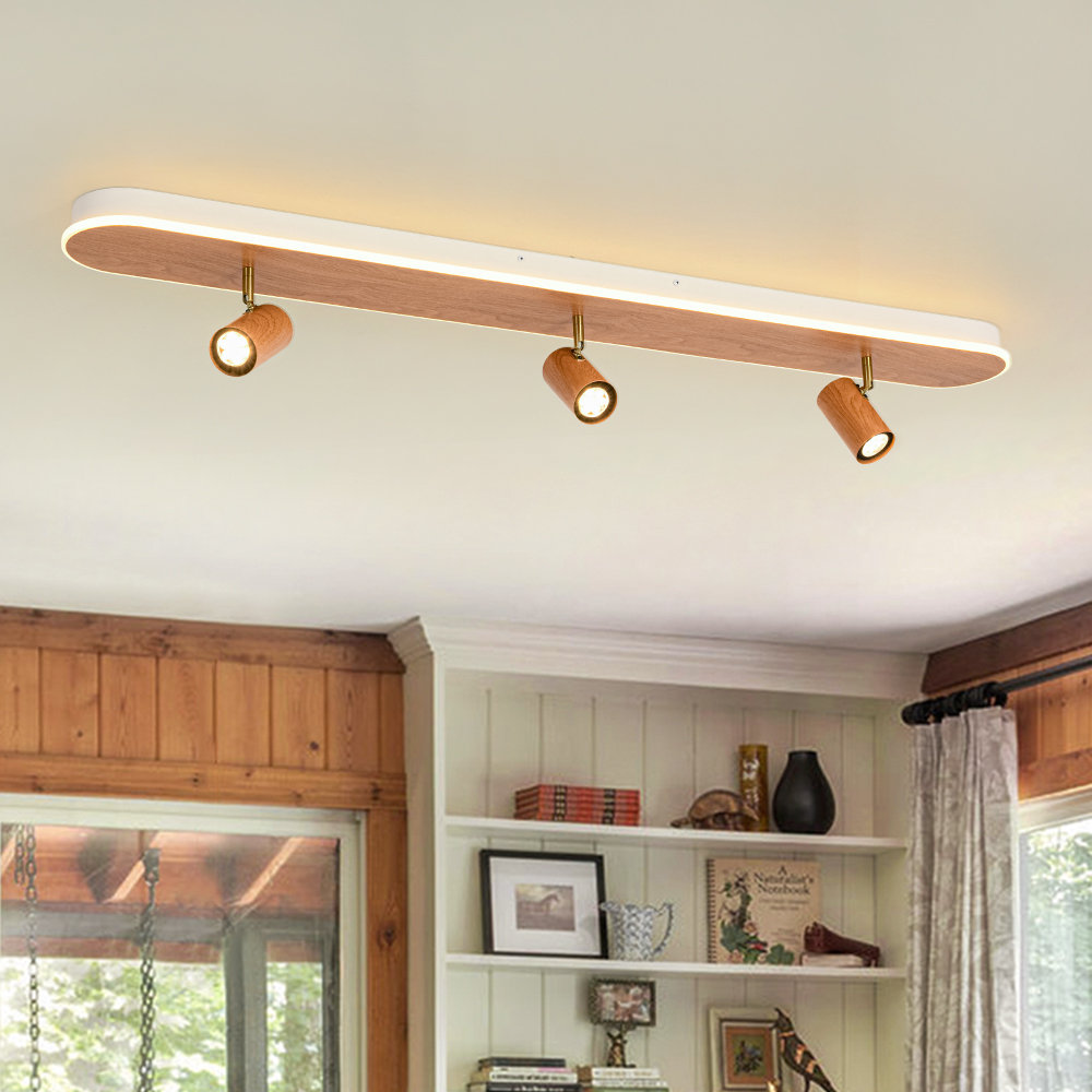 ganeed 3 - Light Wood Grain Oval Shape Track Light With Rotating Heads ...