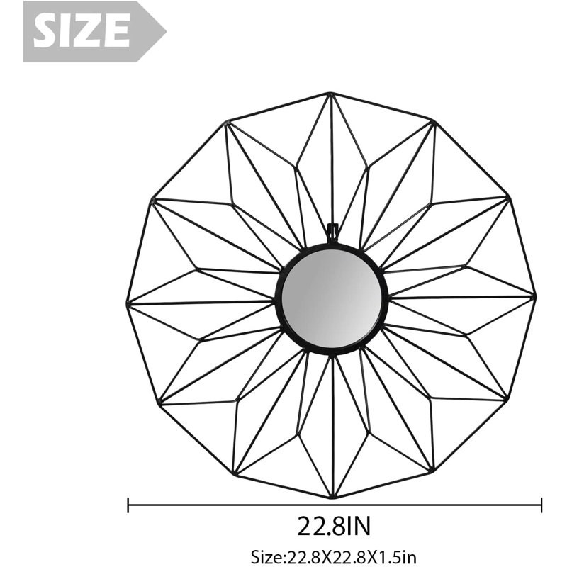 Metal Flat Wall Mirror, Black