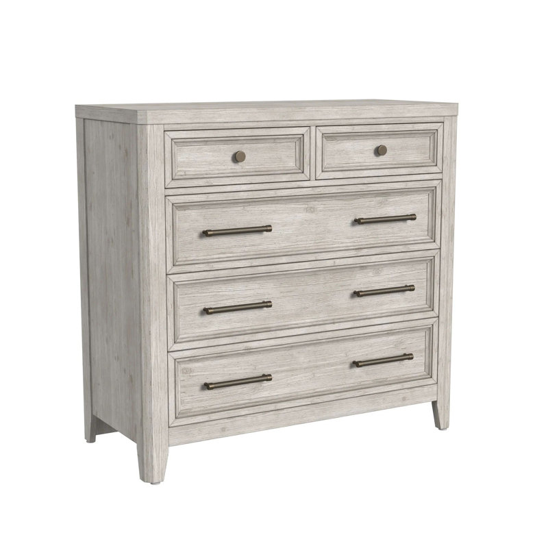 Jemma 5-Drawer Solid Wood Chest, Washed Linen