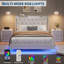 Grand cadre de lit grand avec lumières DEL, cadre de lit flottant moderne avec rangement, tête de lit tapissier en velours avec oreilles pour appartement, blanc-358401702-358401703