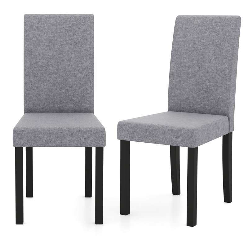  Ensemble de 2 chaises de salle à manger rembourrées en bois d'hévéa avec accoudoirs gris clair, 2, Gris clair
