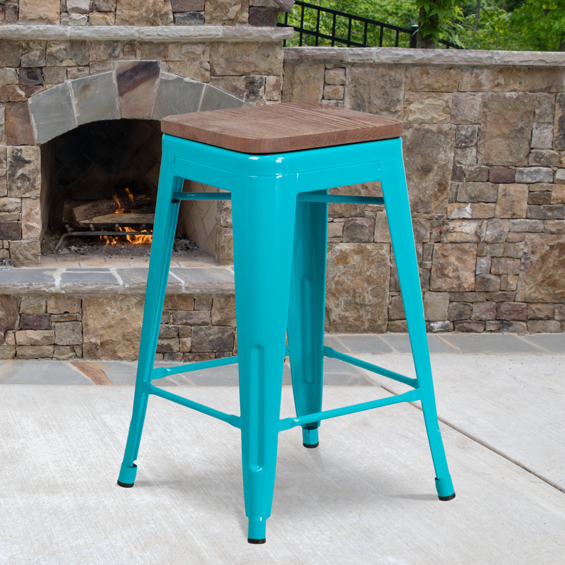 Tabouret à hauteur de comptoir 24 po Gladus, Bleu sarcelle, 1, Tabouret de comptoir (assise de 24 po de hauteur)