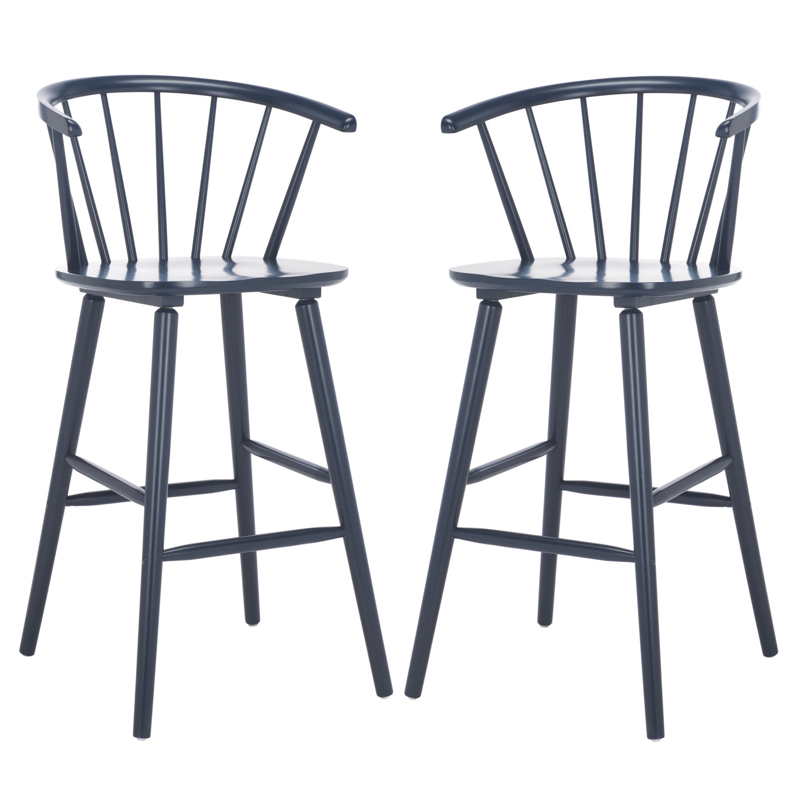 Sheffield Solid Wood Bar & Counter Stool, Bar Stool (29" Seat Height), Navy