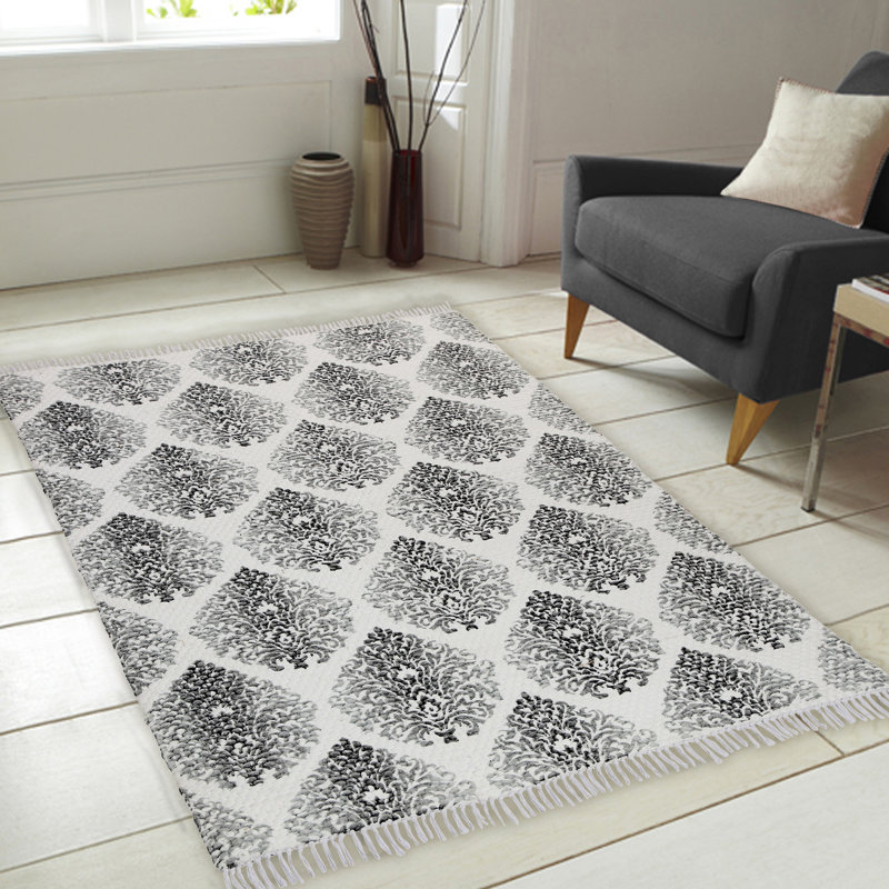Tapis à tissage plat zone grise handwoven Bernhardt