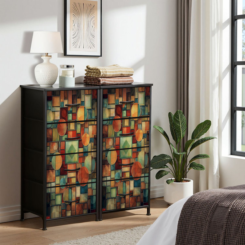 Commode pour commode de chambre à coucher pour garde-robe abstraite imitation vitrail et commodes en tissu