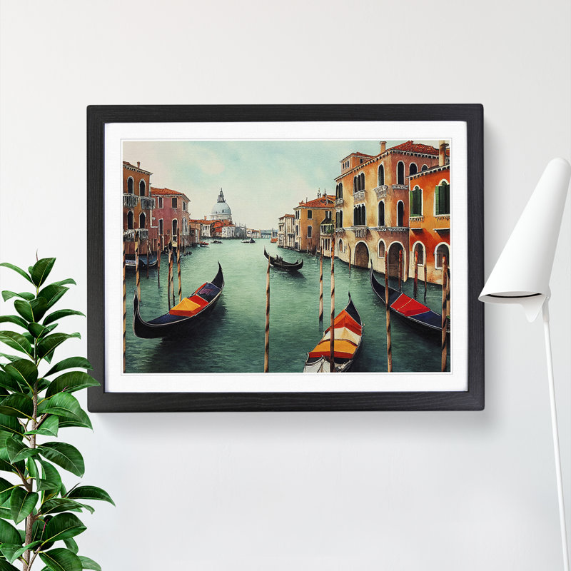 Venice Canal Watercolour Vol.1 - Framed Print, Black, 25cm H x 34cm W x 2cm D