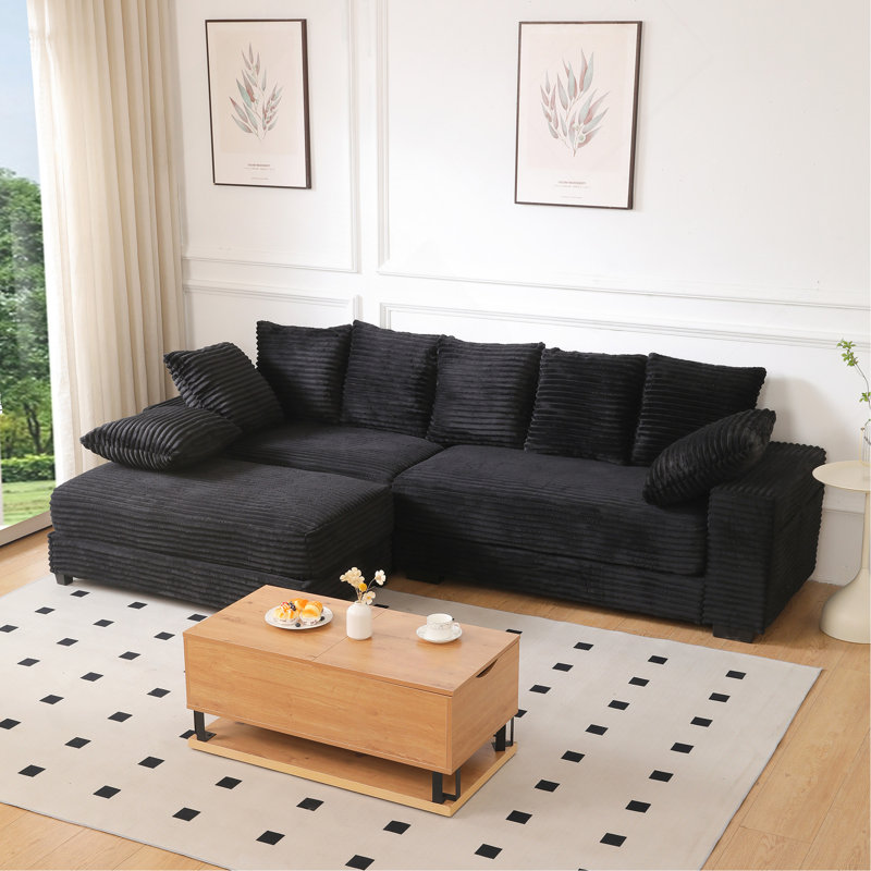 Canapé modulaire 108,6 po, Noir