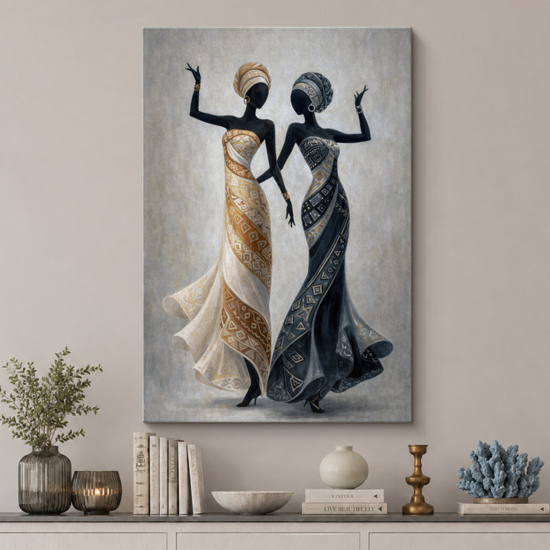 «Elegant African Dancers», images de salon, impression sur toile encadrée, 36" H x 24" W x 1.5" D, Wrapped Canvas
