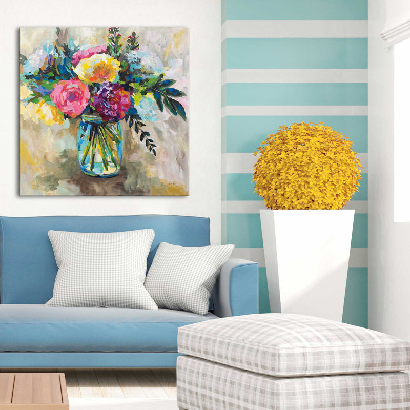 " Masons Bouquet " Acrylic Painting, 28" H x 28" W x 1.5" D, Wrapped Canvas