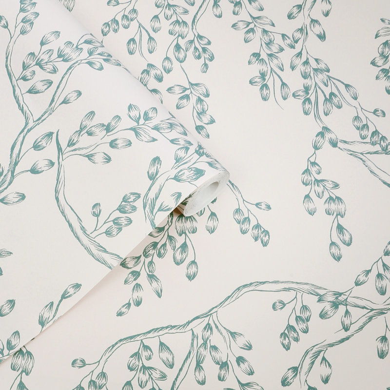 Papier peint bleu Laura Ashley Rainham Willow Newport, Bleu