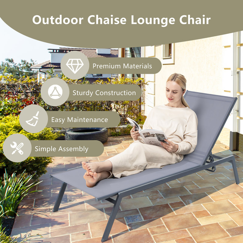 Musaab Outdoor Metal Chaise Lounge