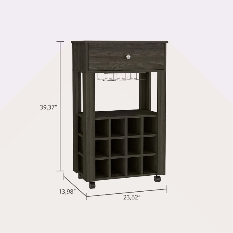 Armoire à vin 1 tiroir 12 bouteilles, Brun