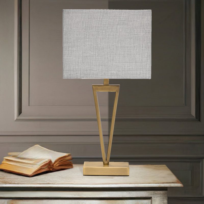 Airianna 49.5cm Rectangle Slimline Table Lamp, Gold, Grey