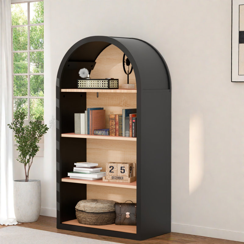 Bibliothèque arquée avec tablettes de rangement