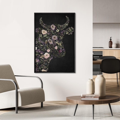 «Mauve vert Moody Cow Chic Modern Art», impression botanique encadrée, impression sur toile