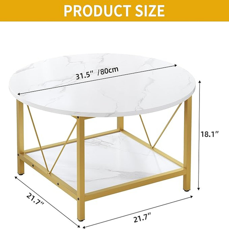 Table basse Yelina, Doré / Blanc