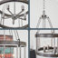 Lustre suspendu campagnard moderne 29 po à 5 lumières, hauteur réglable, style bois de noyer + finition en acier galvanisé